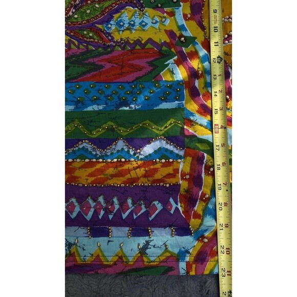 Vtg Sandy Starkman L Beaded Studded Multicolor T-Shirt Rainbow Artsy Statement - Picture 11 of 16